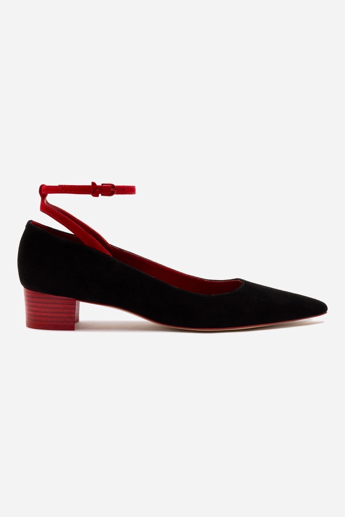 Larroud x CPPXO Pump In Black And Scarlet Leather Firm Edge