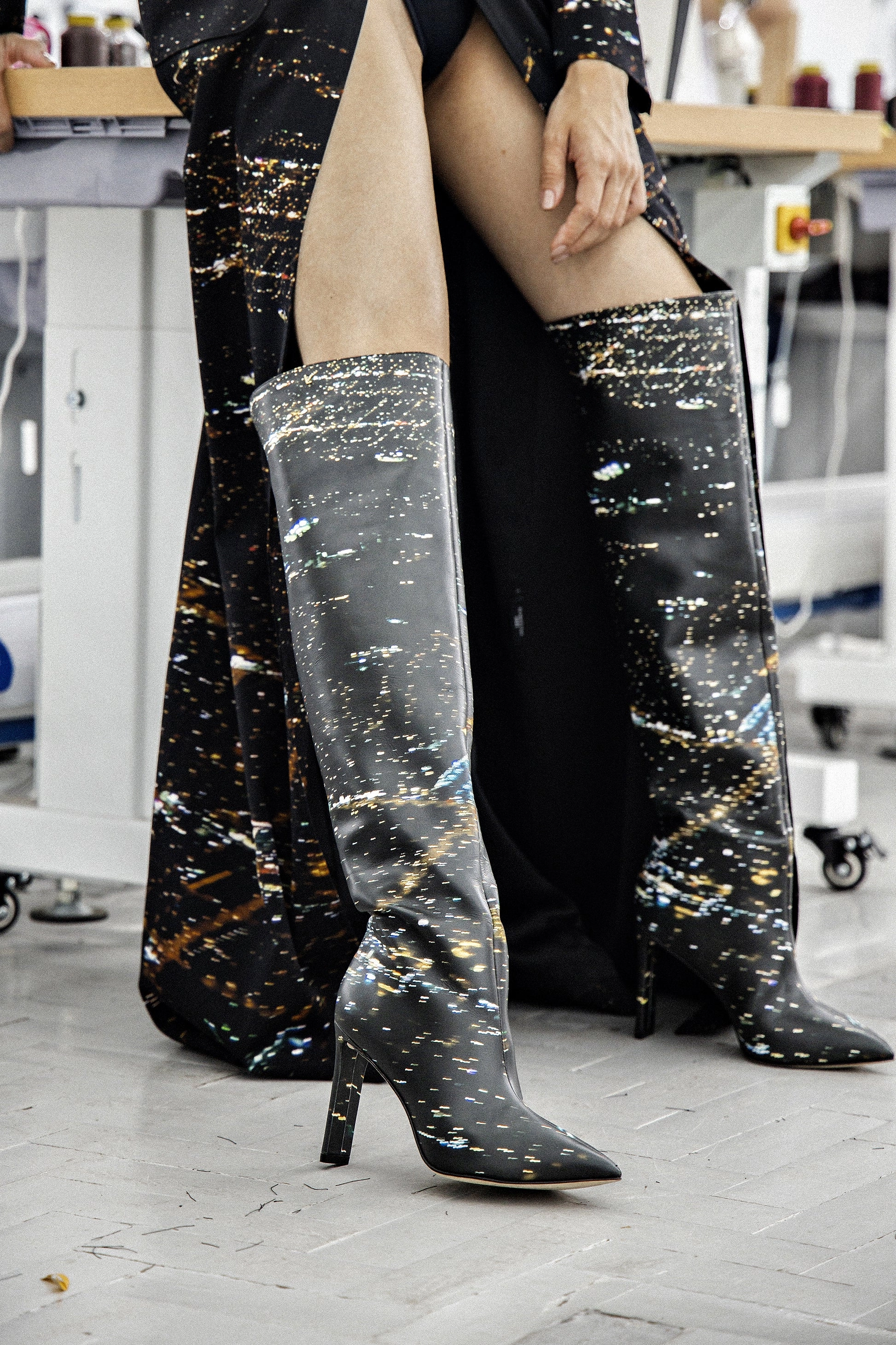 Magic Mood Larroud x Libertine Boot In Black LAX Printed Leather