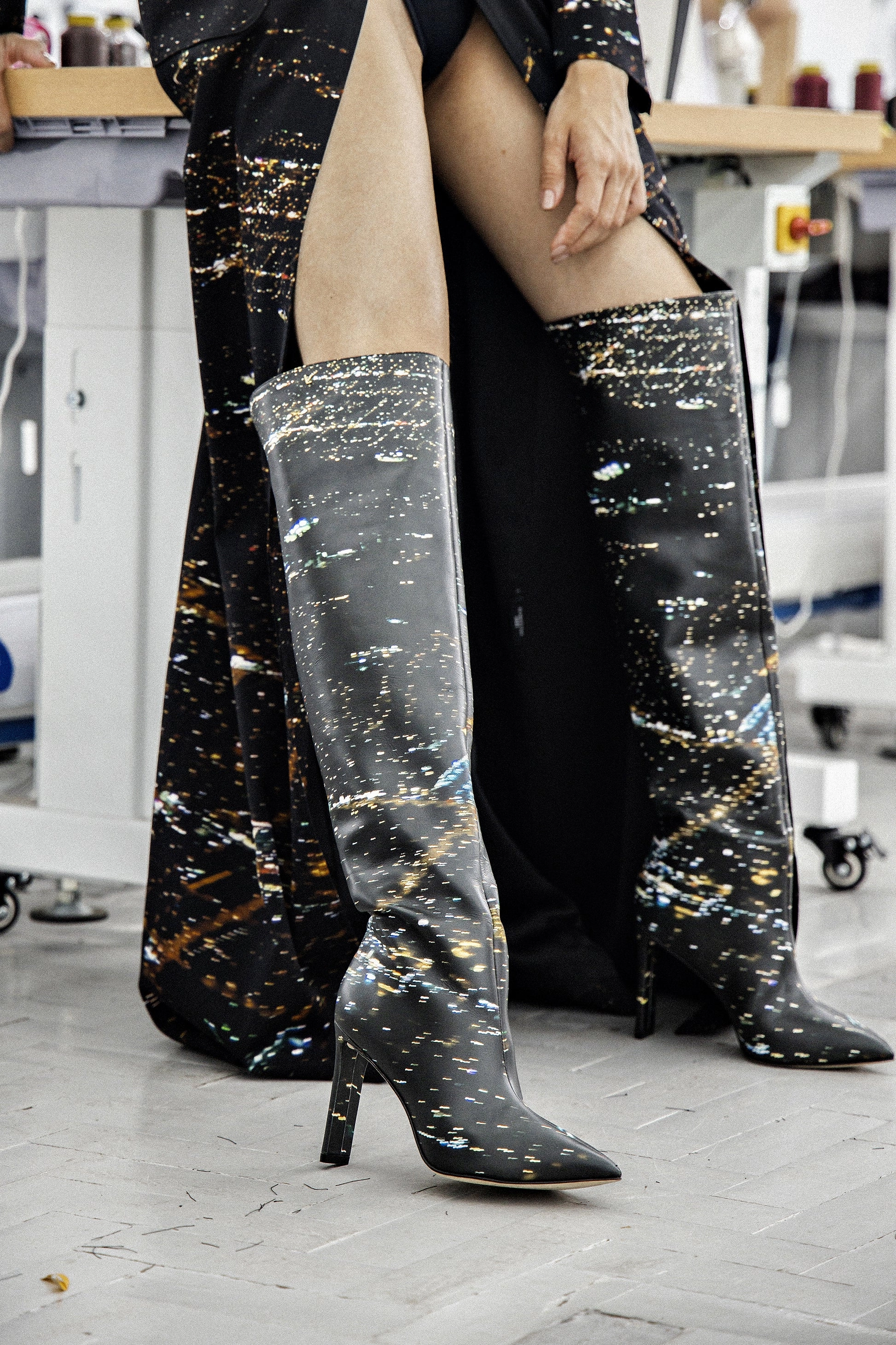 Larroud x Libertine Boot In Black LAX Printed Leather Flexible Fit Active People