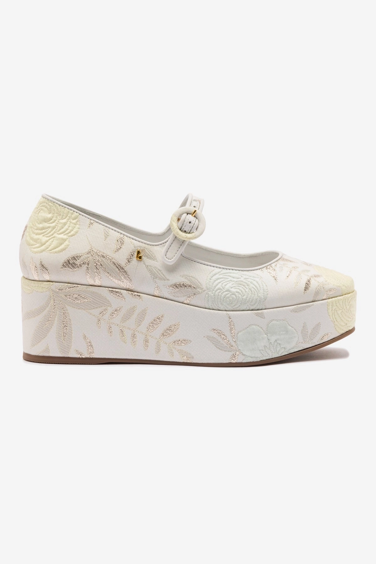 Larroud x Markarian Blair Flatform In Yvette Ivory Brocade Roomy Toe Box