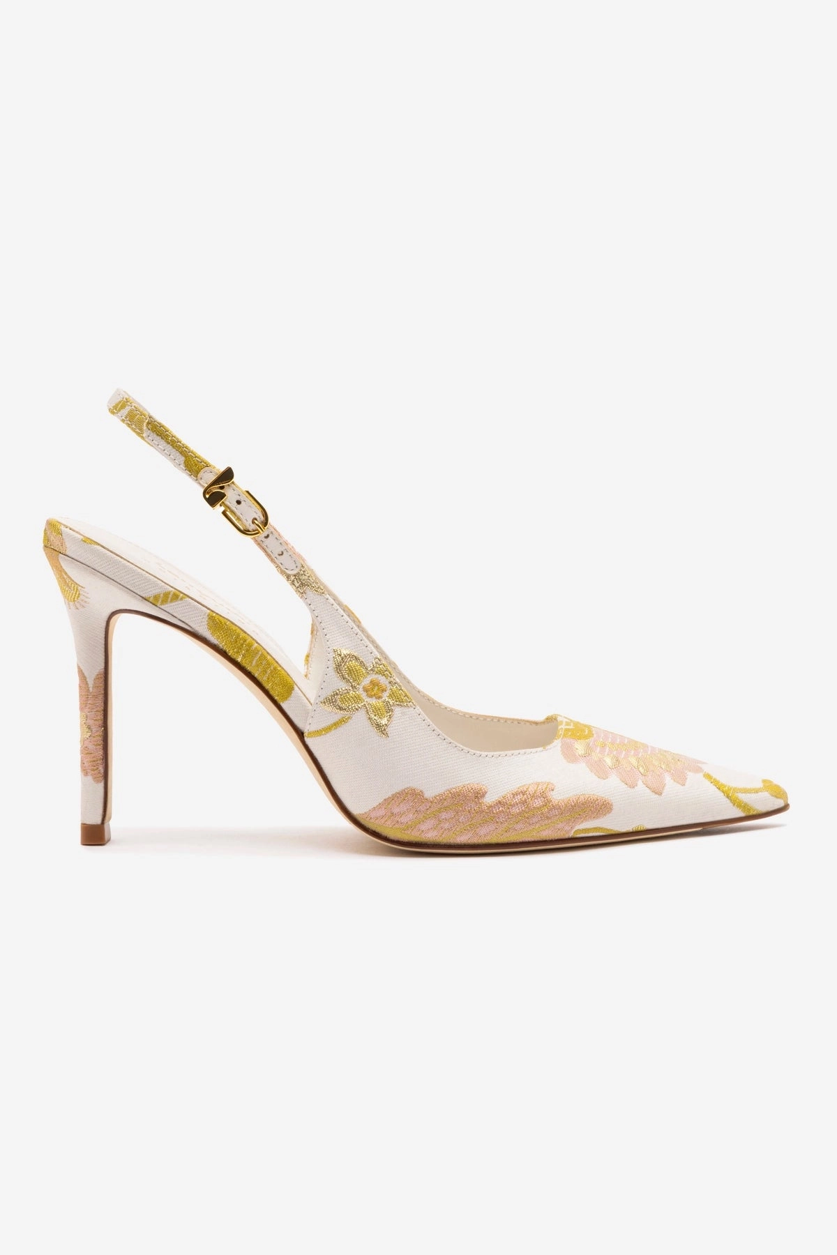 Larroud x Markarian Kaitlan Pump In Yvette Floral Brocade Sky Blue
