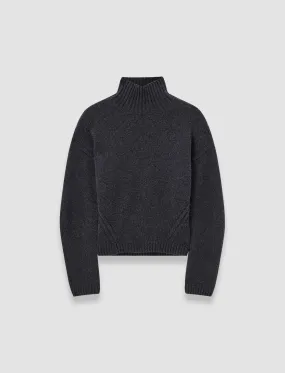 Texture Detail Double Layered Design Luxe Cashmere High Neck Jumper