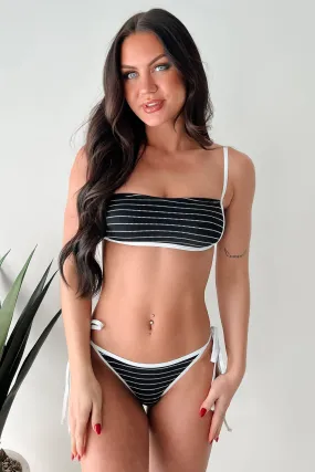 Treading Water Two Piece Textured Stripe Bikini (Black/White) Anti Pilling Technology Color-Blocking