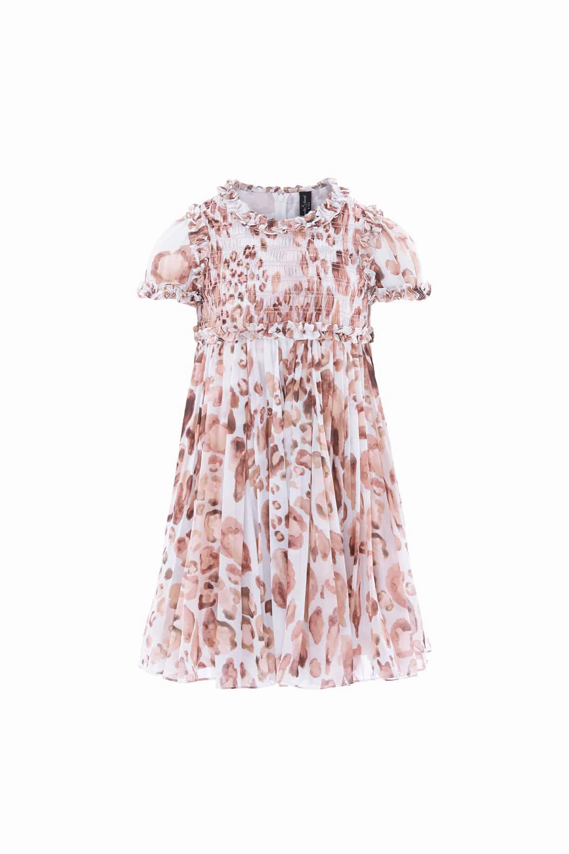 Leopard Giselle Chiffon Kids Dress WrinkleResistant