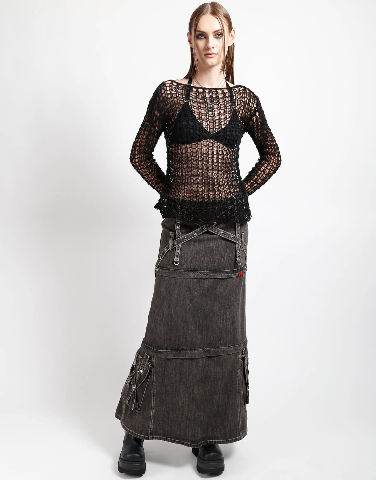 Active Lifestyle TRIPLE ZIP OFF SKIRT BLACK DENIM