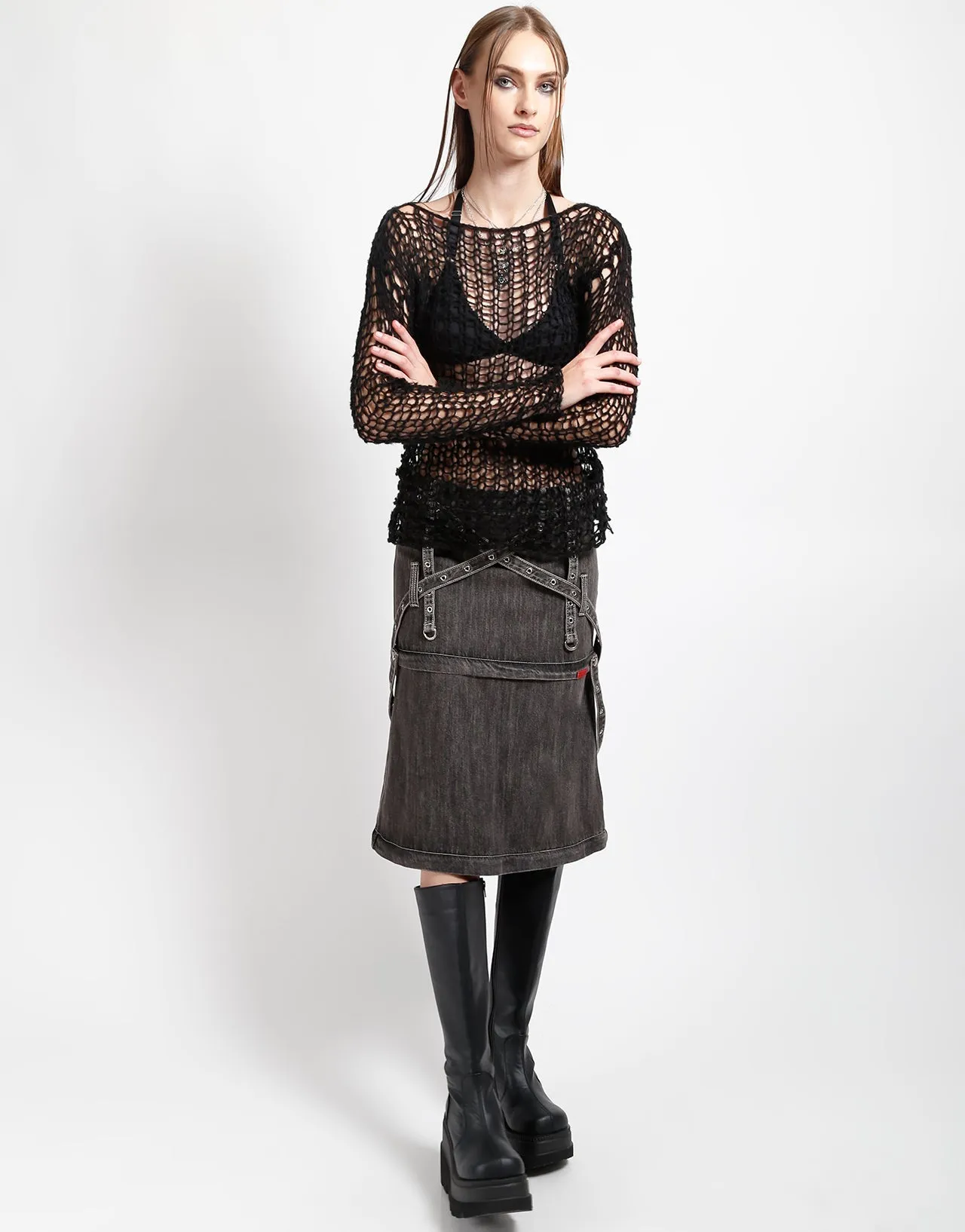 Flex Foam Inserts TRIPLE ZIP OFF SKIRT BLACK DENIM