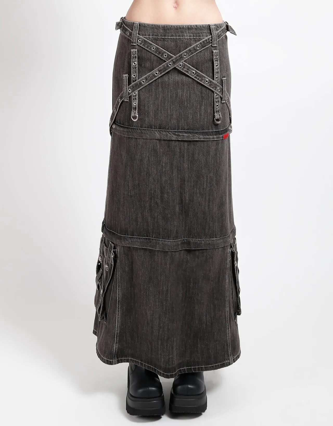 Versatile Look TRIPLE ZIP OFF SKIRT BLACK DENIM