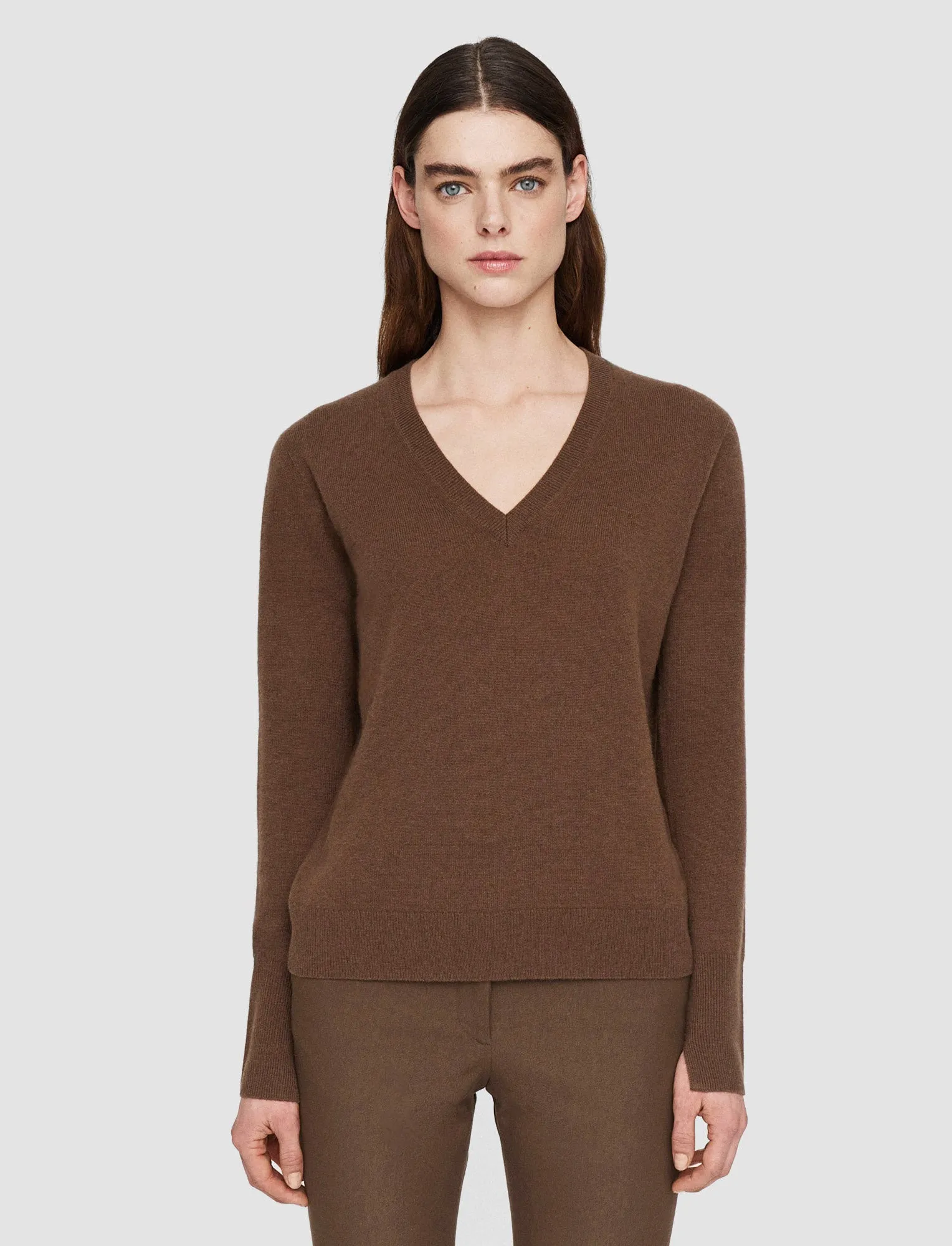Texture Detail Simple Casual Style Light Pure Cashmere V Neck Jumper