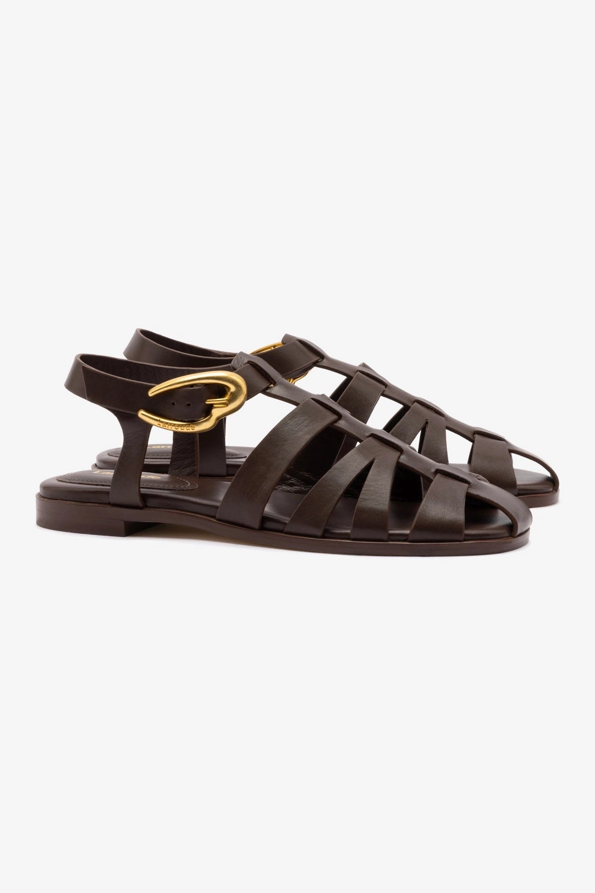 Stevie Flat Sandal In Brown Leather Sturdy Build Foam Lining Running Errands