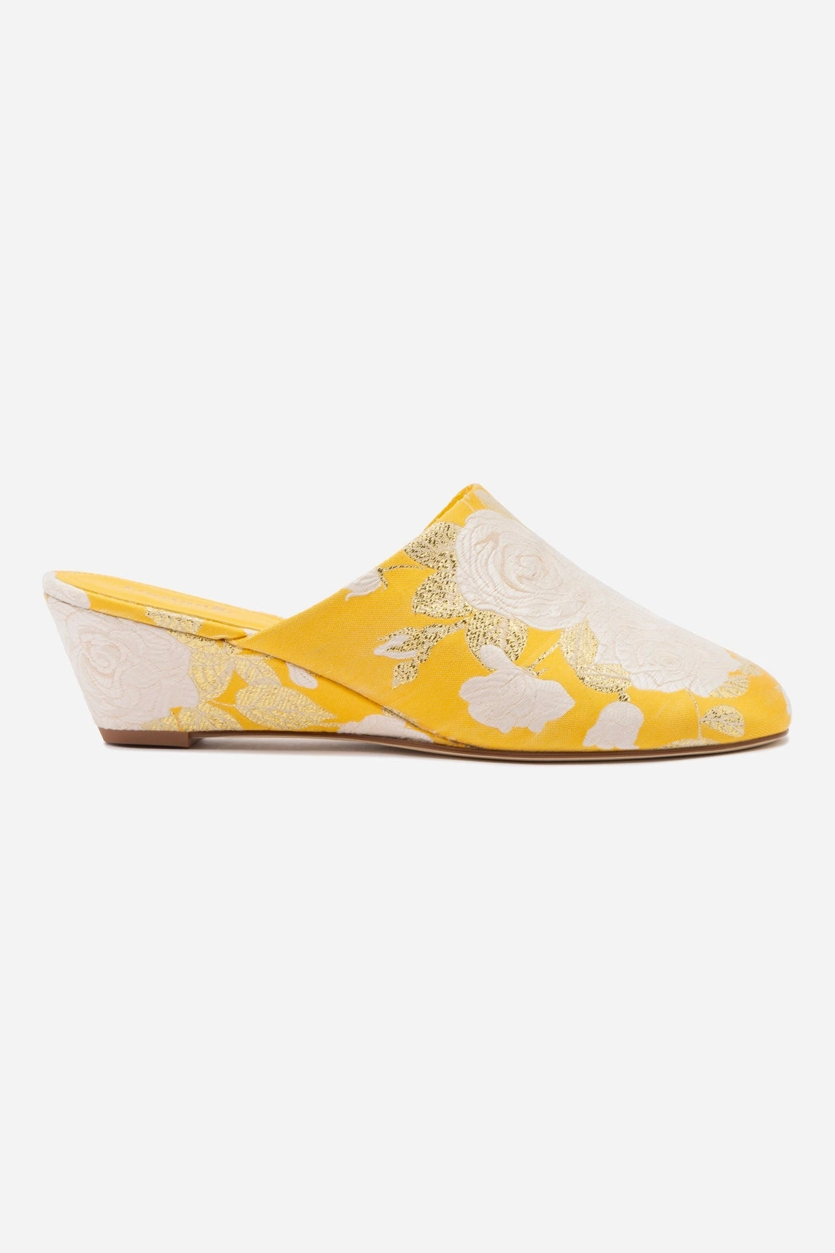 Cold Tone Larroud x Markarian Venice Wedge In Yellow Floral Brocade