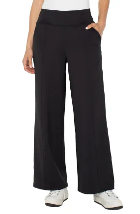 Layered Hemline Liverpool Los Angeles Wide Leg Tech Pant in Black
