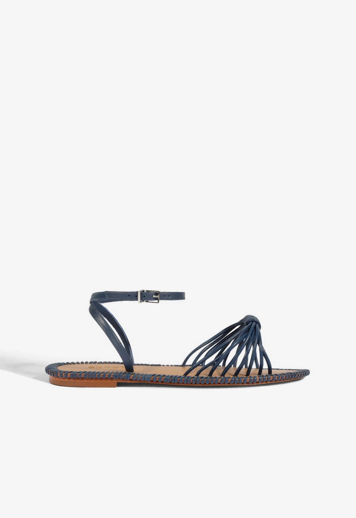 Livia Blue Leather Flat Sandal Velvet Rich Galaxy Tone