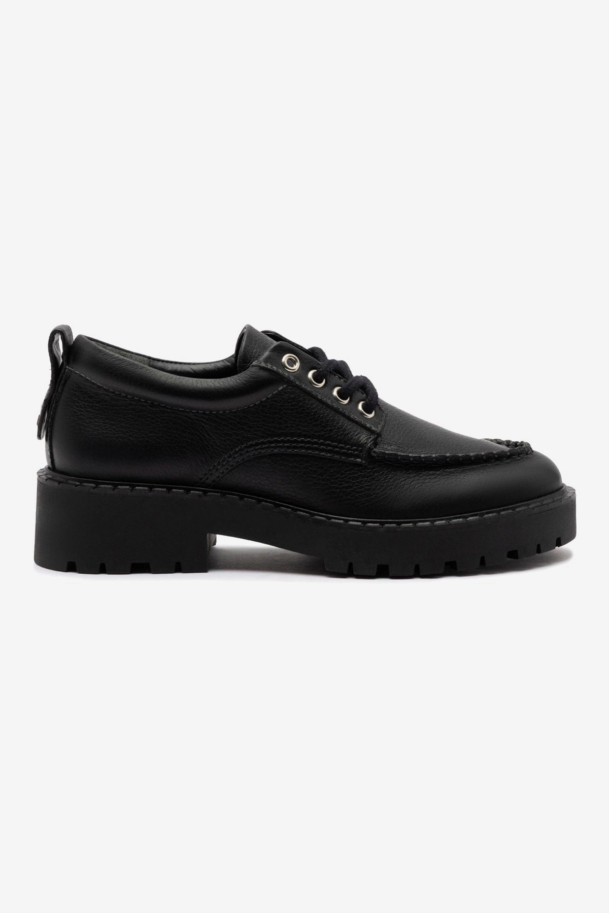 Shock Absorption Midsole London Lace Up Loafer In Black Leather