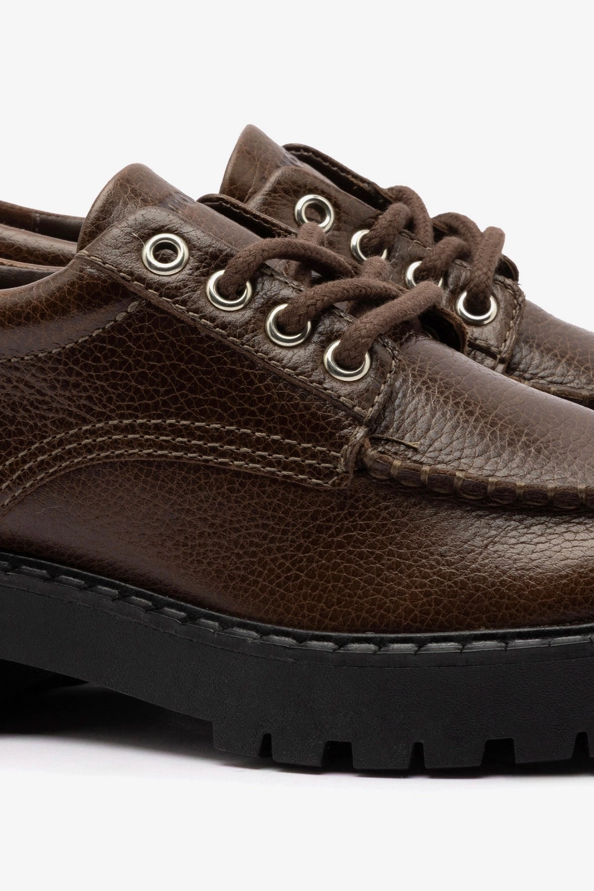 Minimalist Aesthetic Design Step Ahead London Lace Up Loafer In Brown Leather