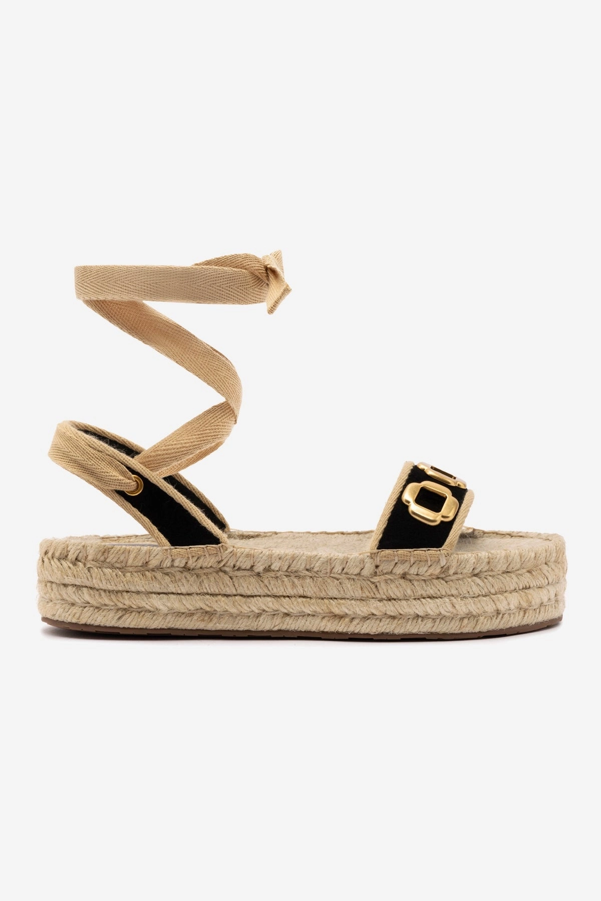 Sweat Resistant Gym Workout Milan Espadrille Flatform In Black Suede