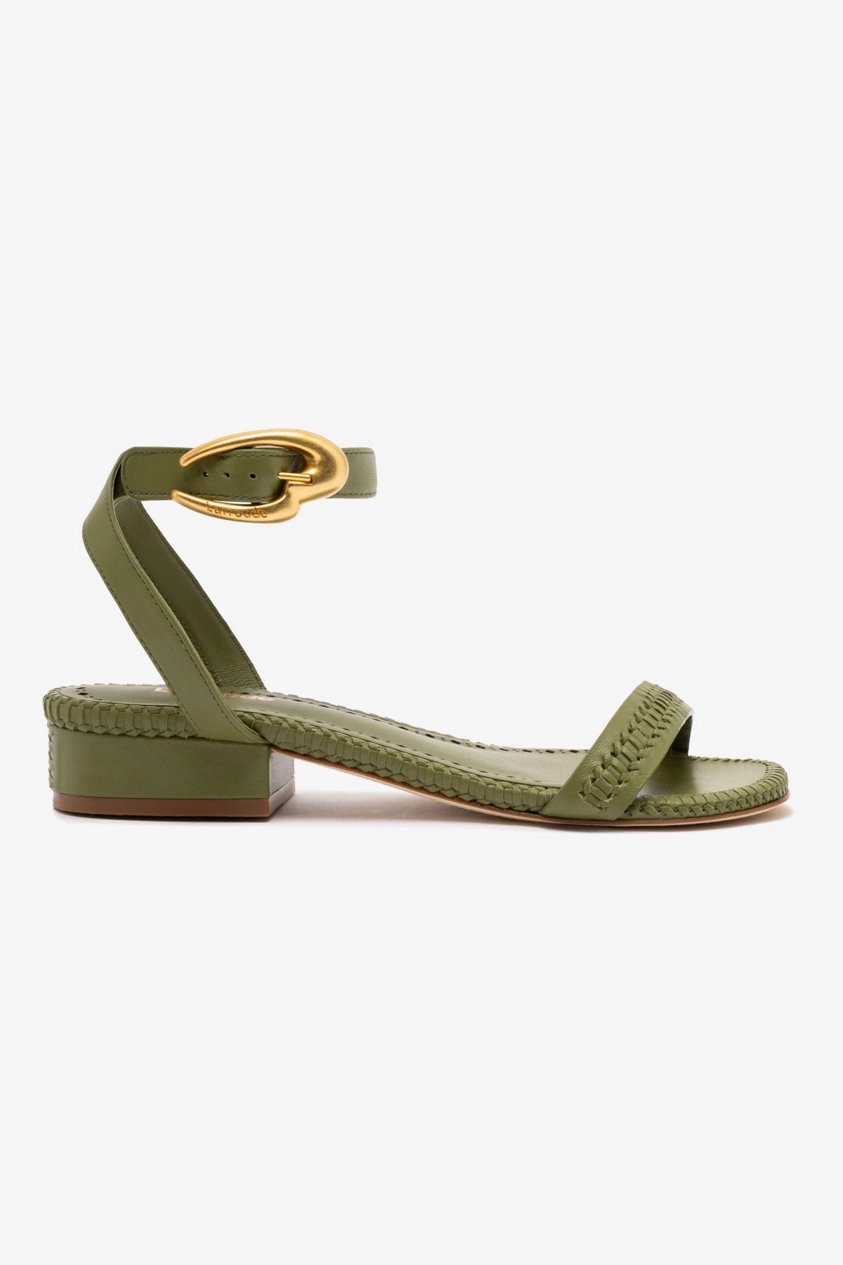 Slim Line Luggage Fit Verona Flat Sandal In Seaweed Leather