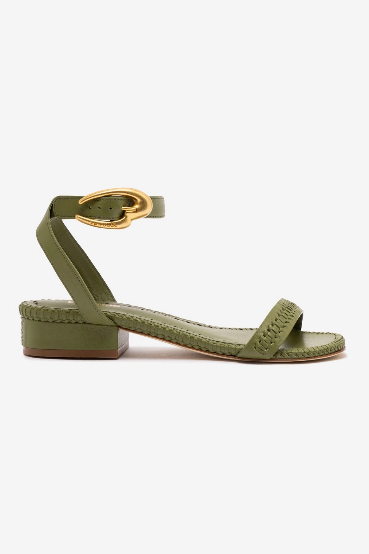 Verona Flat Sandal In Seaweed Leather Torsional Stability Frame