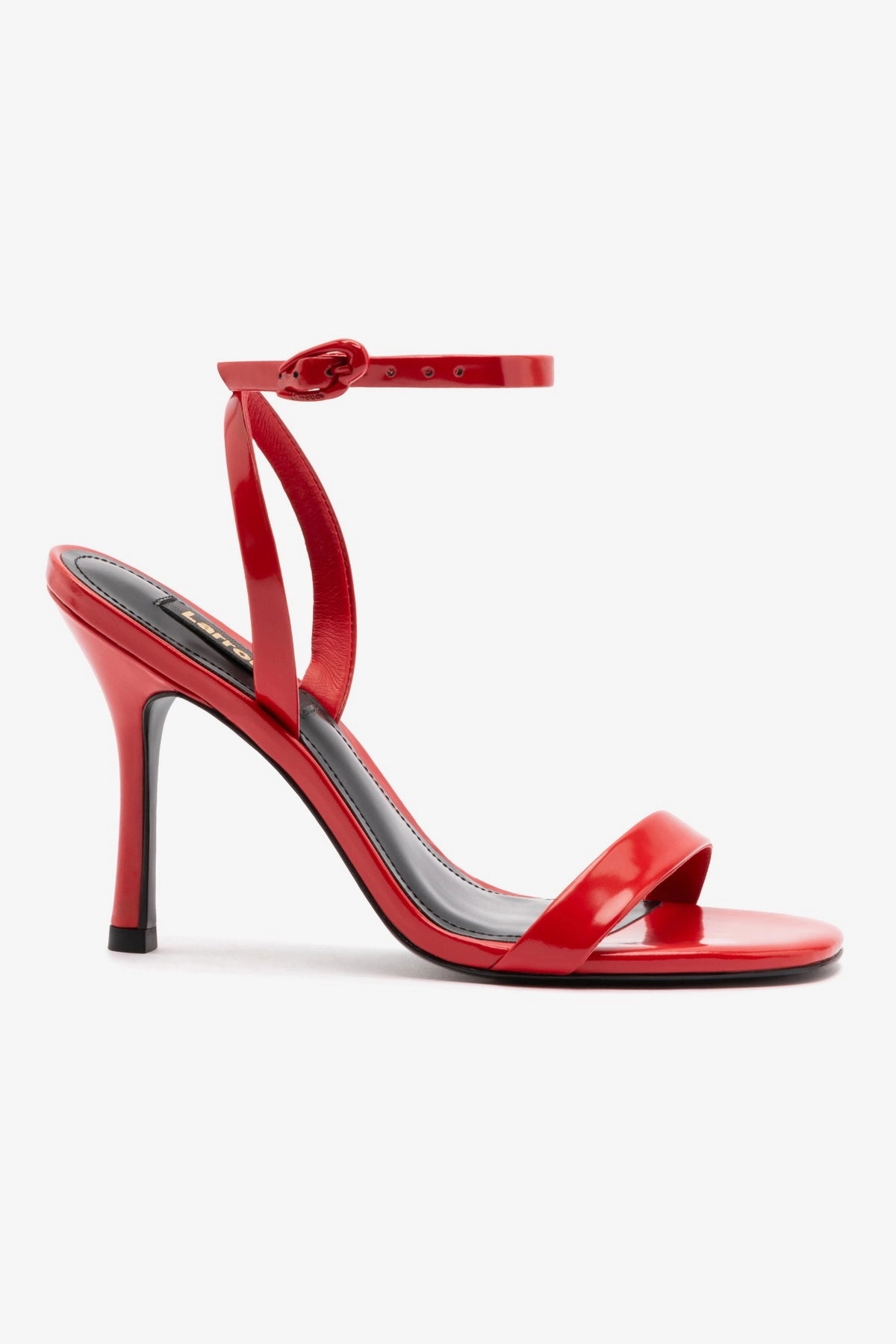 Veronina Sandal In Scarlet Patent Leather Low Impact Landing Design
