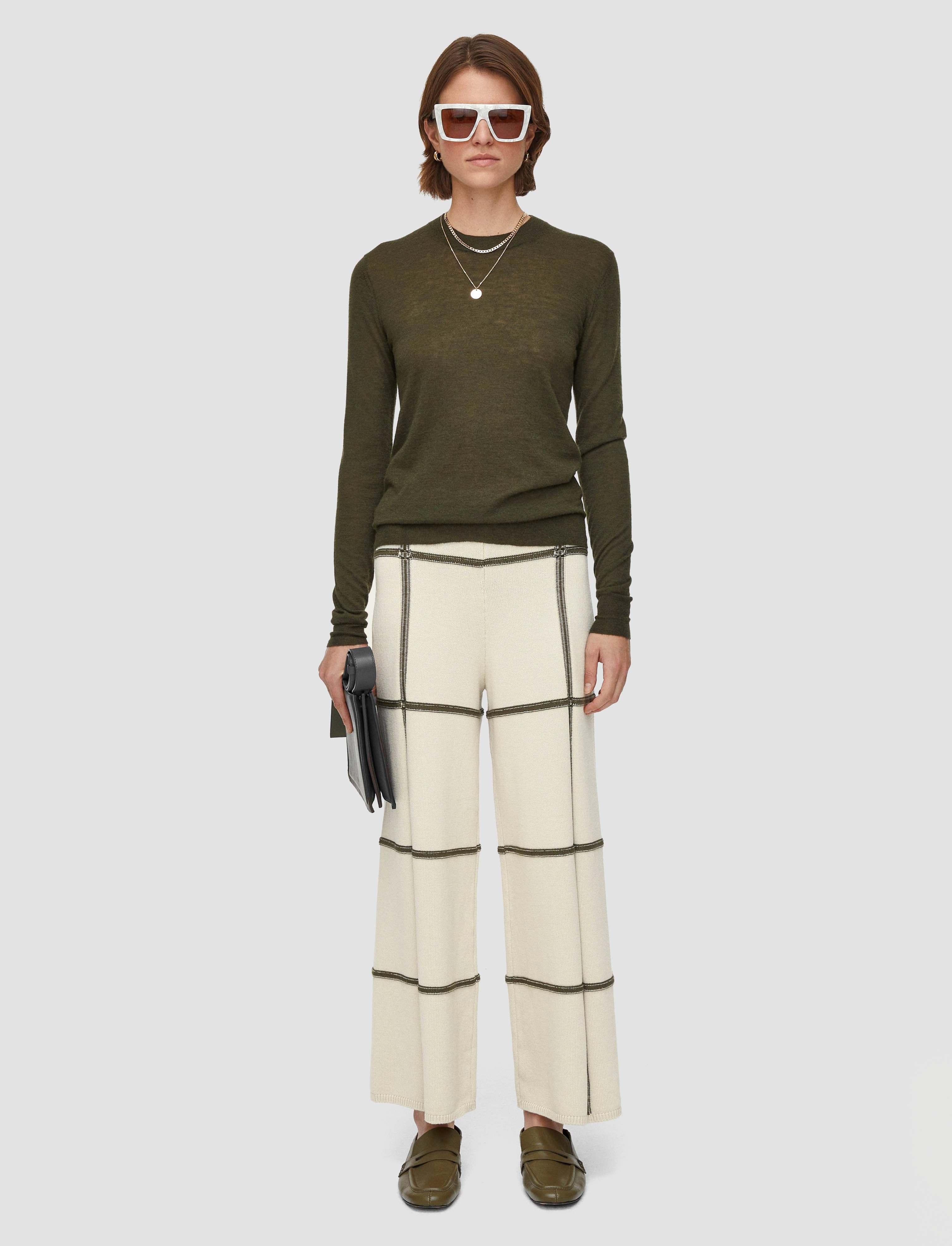 Grid Cotton Silk Culottes Indoor Layer