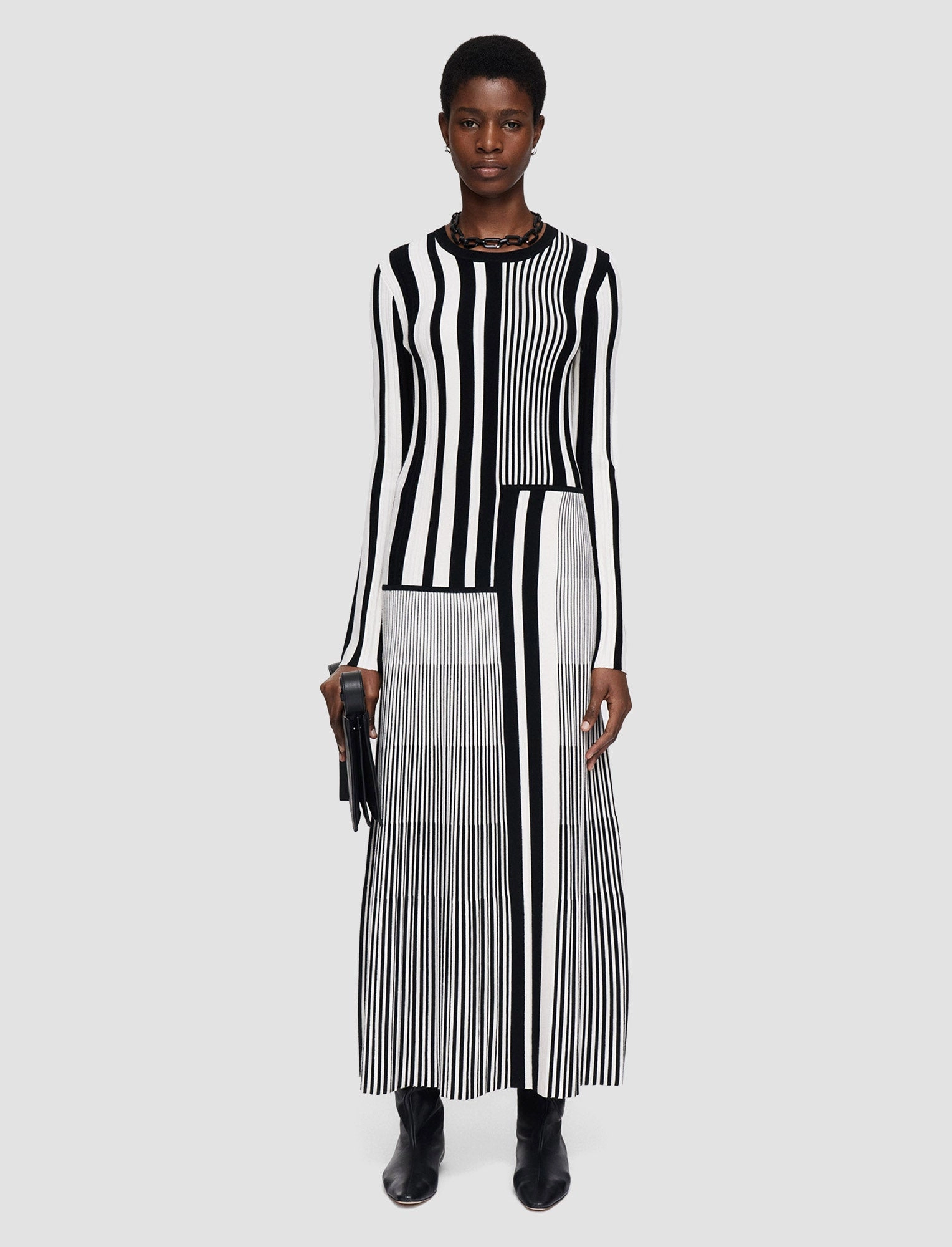 SoftTouch Finish Stripes and Pleats Dress