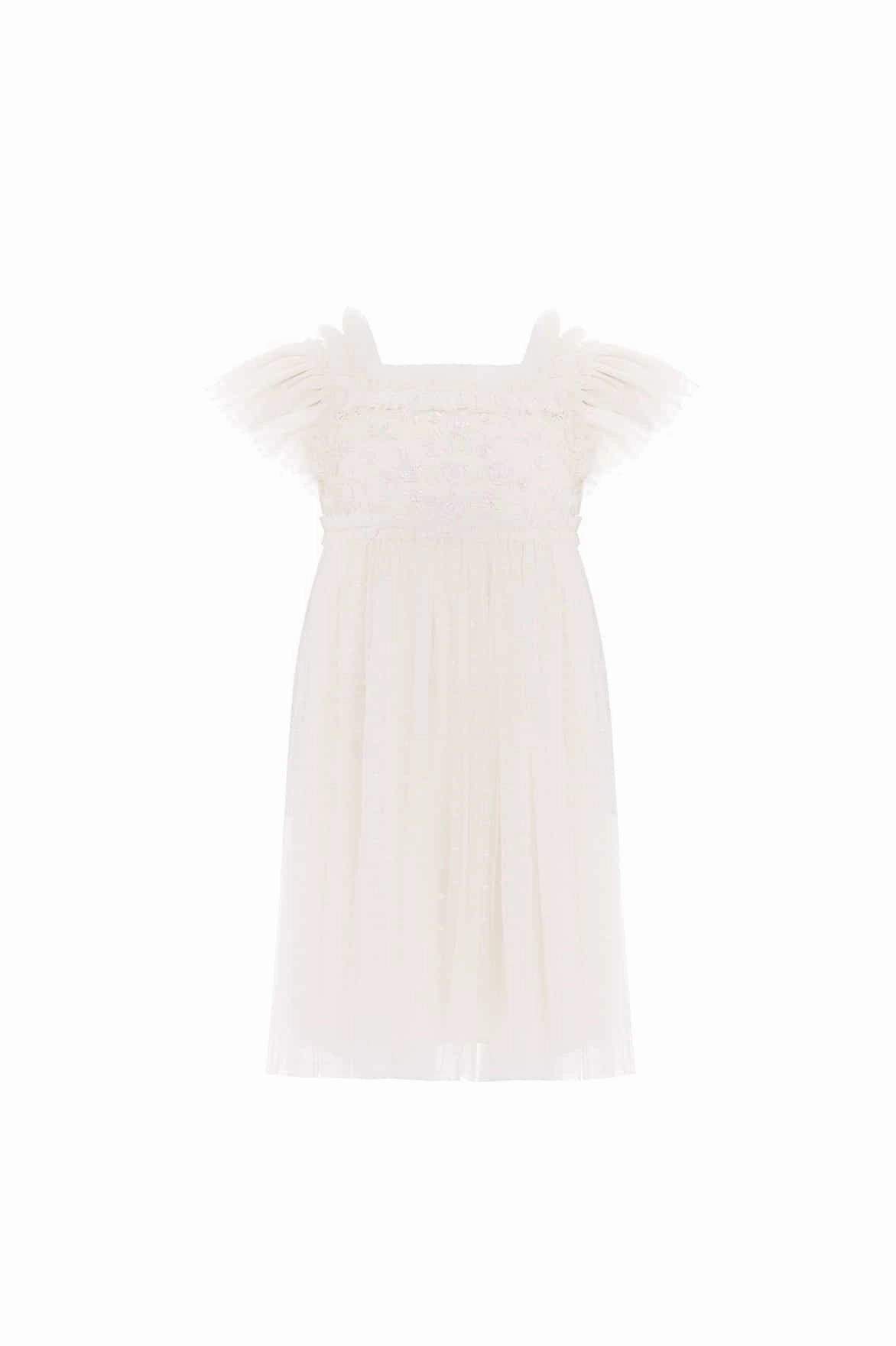 Midsummer Lace Bodice Kids Dress Convertible Collar LatticeKnit