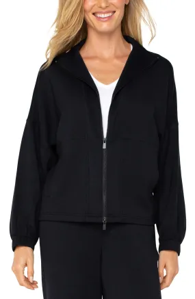 UV protection layer Taped Neckline Liverpool Los Angeles Zip Up Funnel Neck Jacket in Black