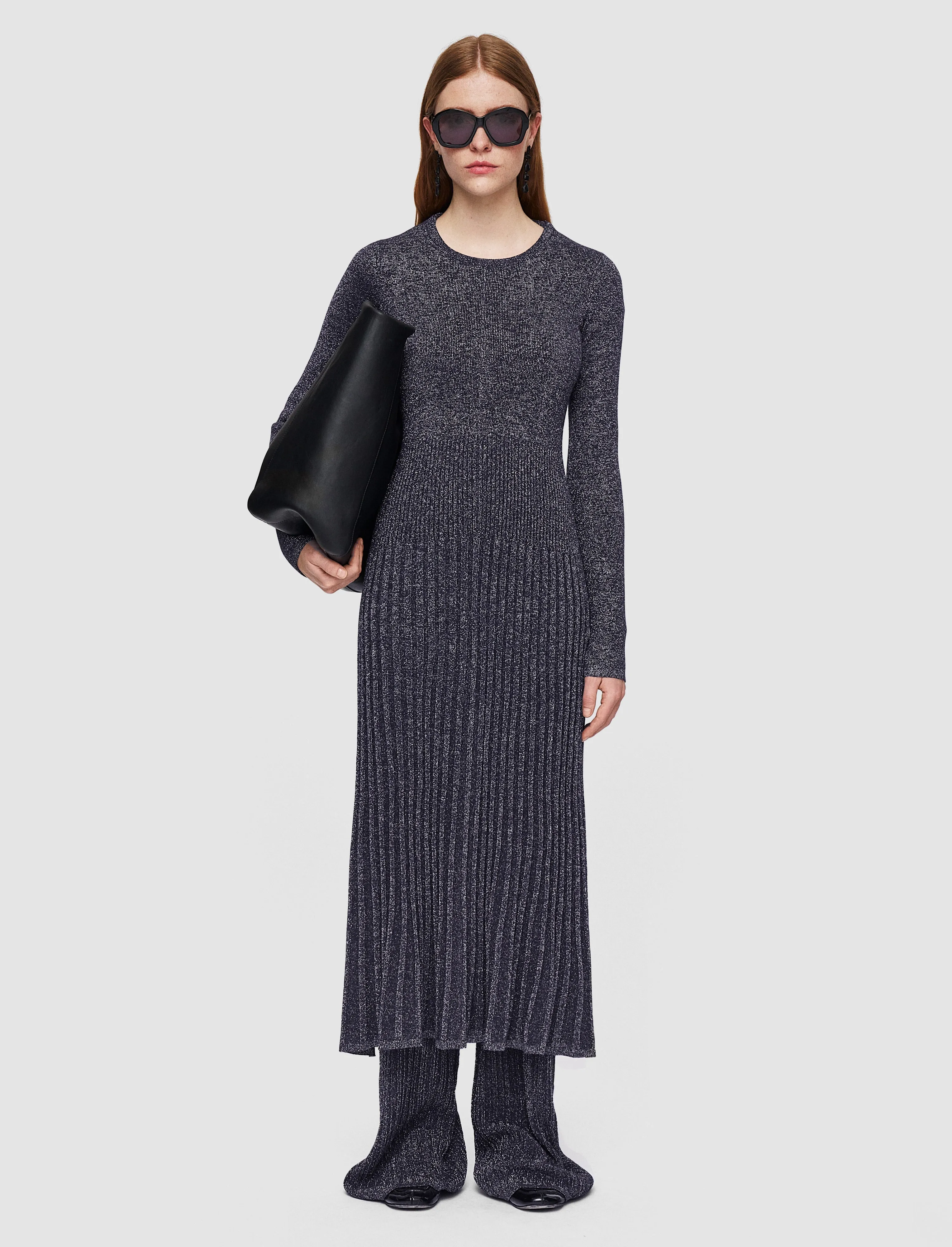 Lurex Knit Dress Microfiber Blend Modern Layer