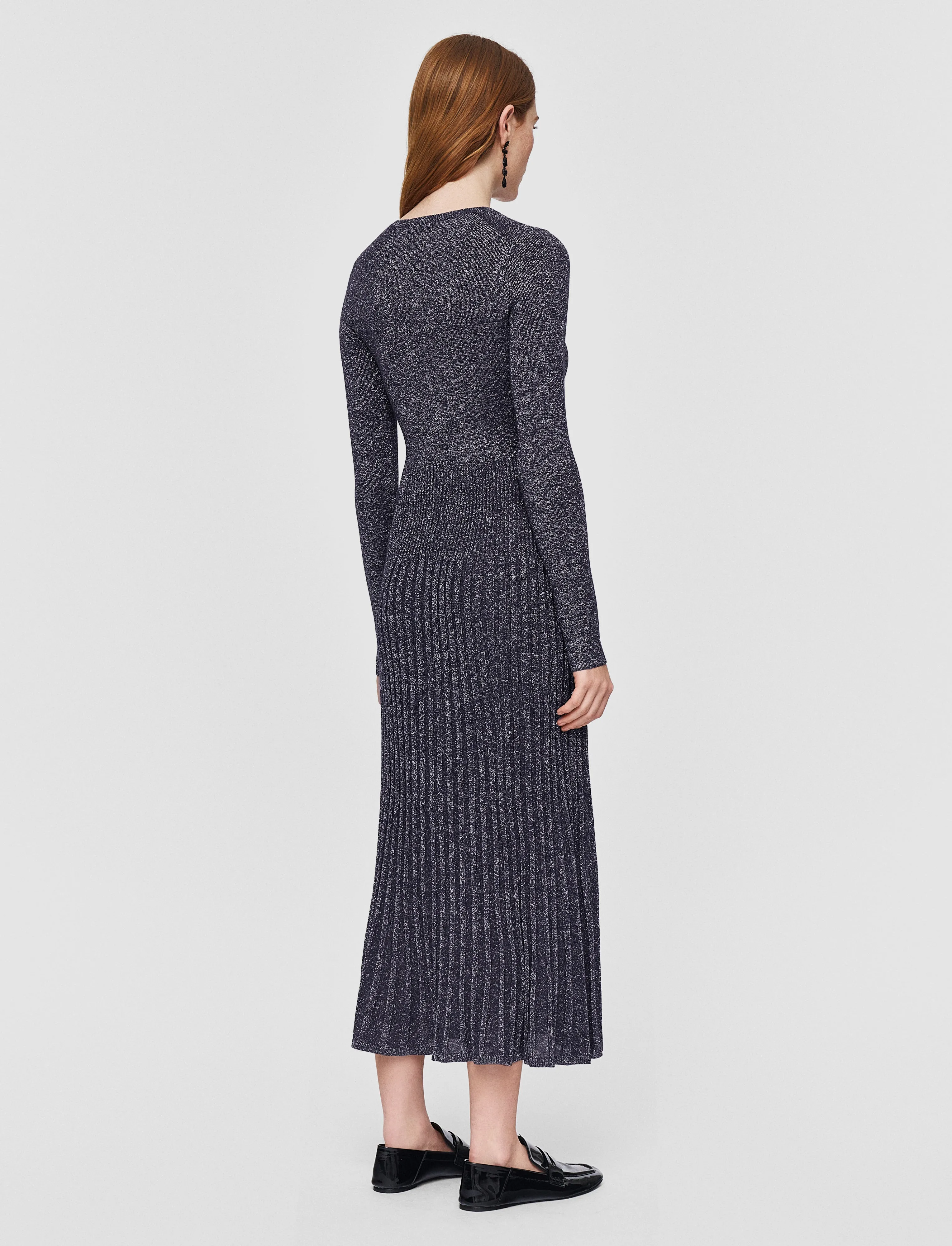 Lurex Knit Dress Ribbed Hem Detail