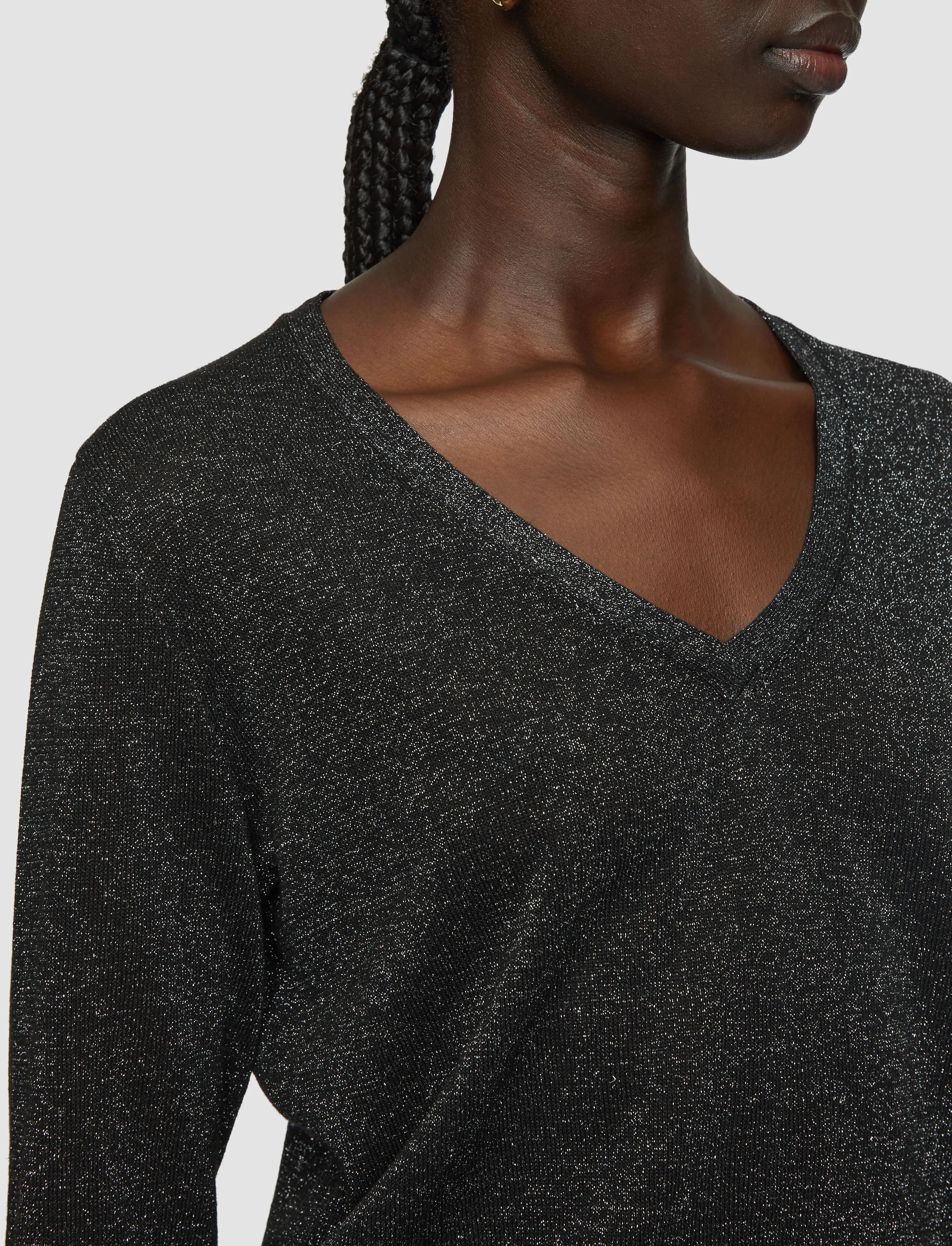 Travel Wear Lurex Knit V Neck Jumper