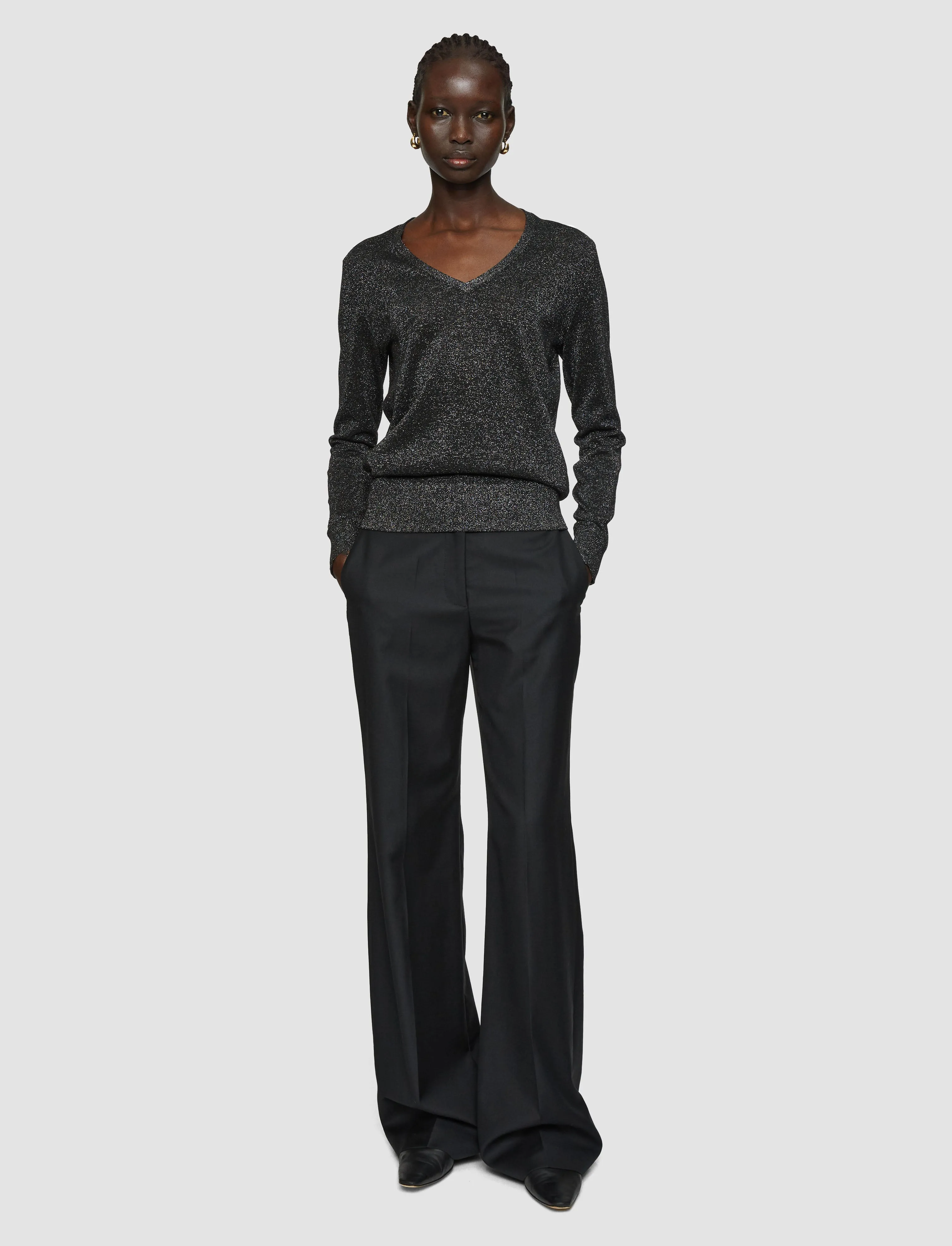 City Layer Lurex Knit V Neck Jumper
