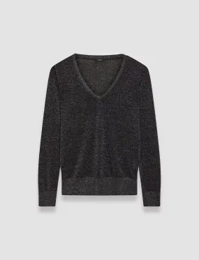 Lurex Knit V Neck Jumper Office Casual Look Fresh Season