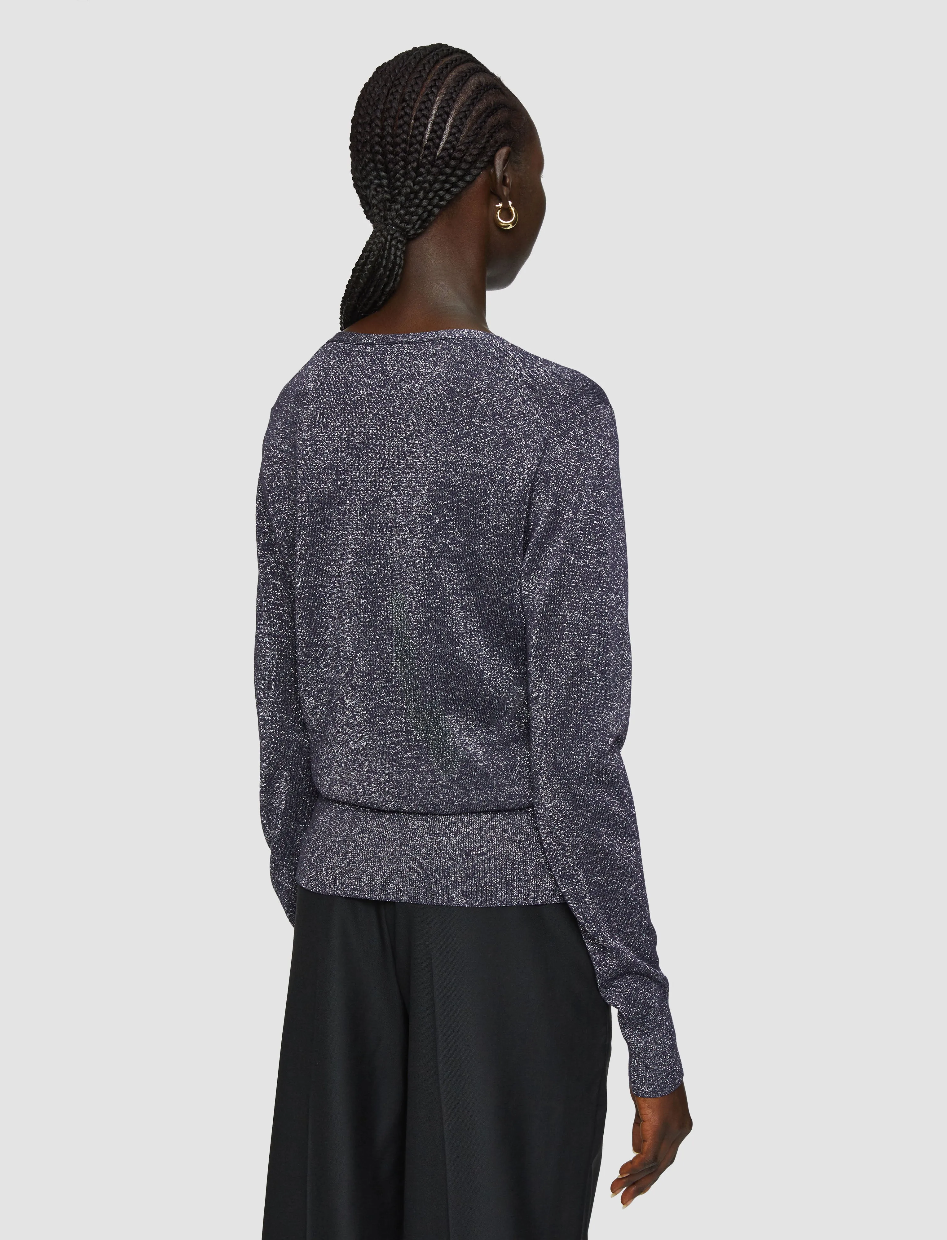 Lurex Knit V Neck Jumper Non Irritating Seams Minimal Layer