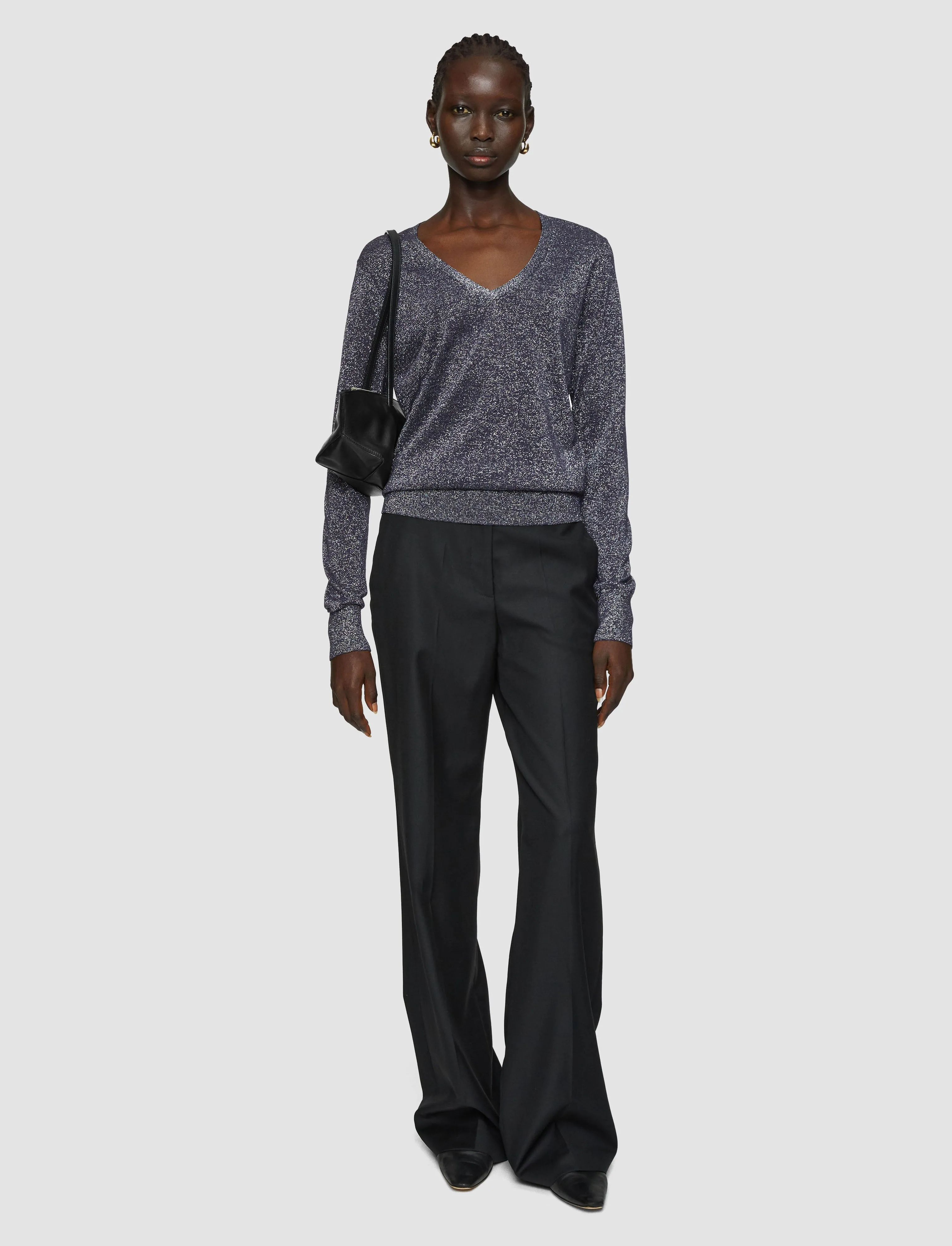 hypoallergenic material Lurex Knit V Neck Jumper