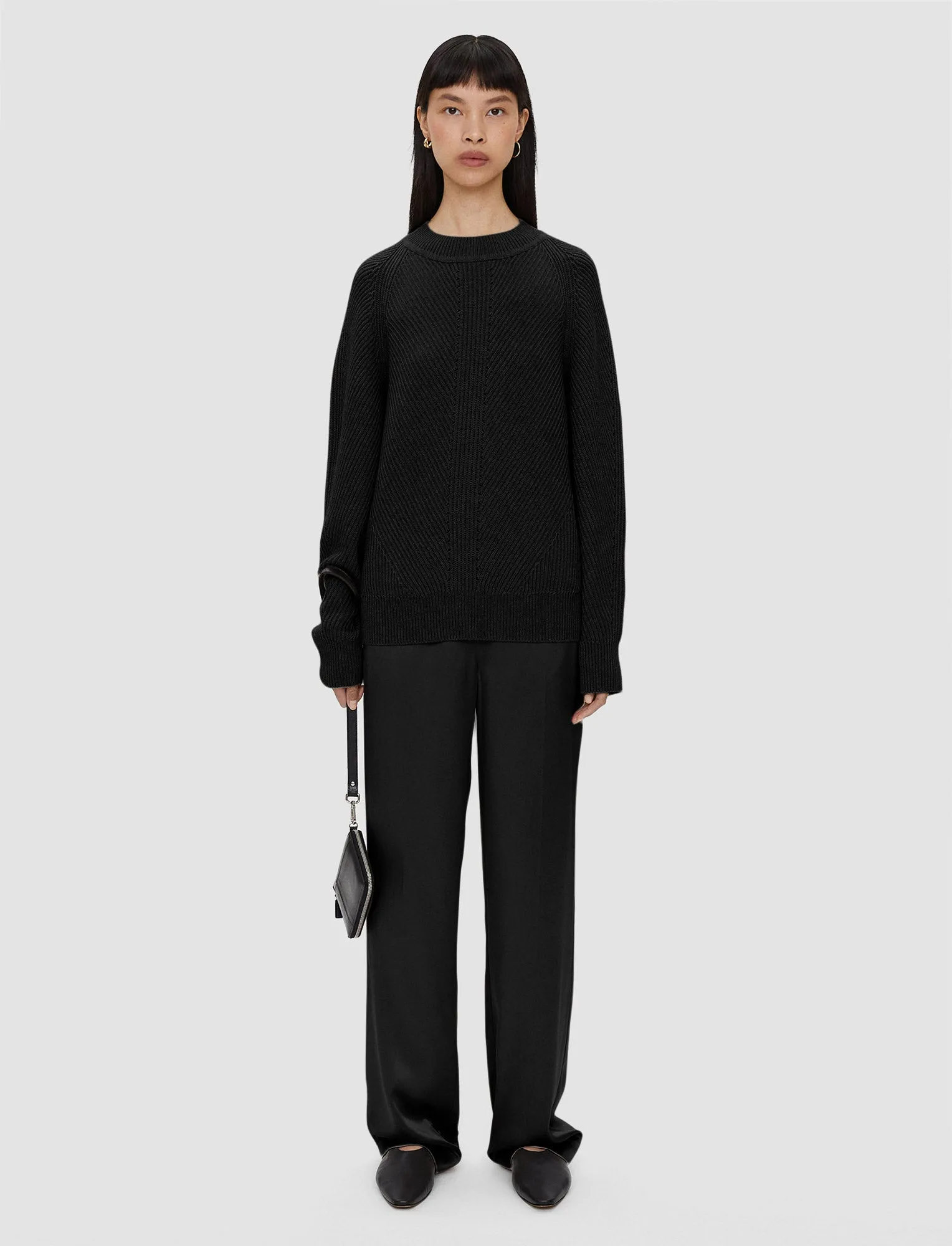 LanolinFree Wool Processing Luxe Cardigan Stitch Round Neck Jumper