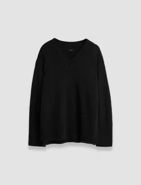 Luxe Cashmere V Neck Jumper Contrast Stitch