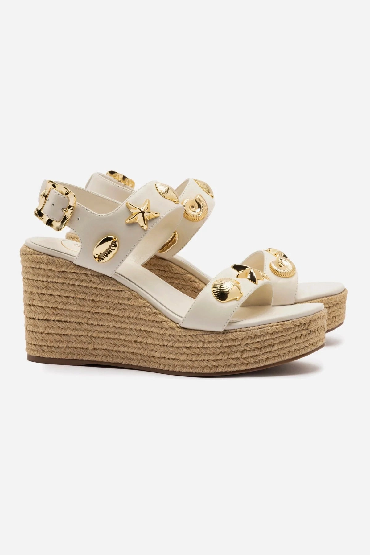 Madison Espadrille In Ivory Leather Bright tone
