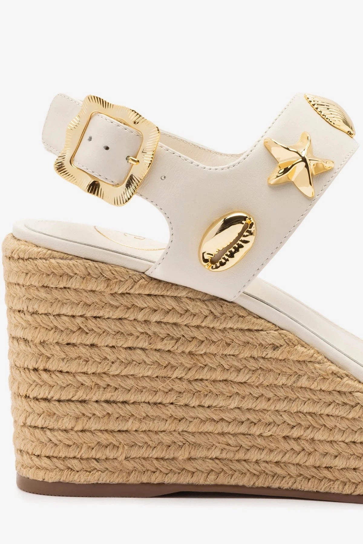 Madison Espadrille In Ivory Leather Abrasion Resistant Outsole
