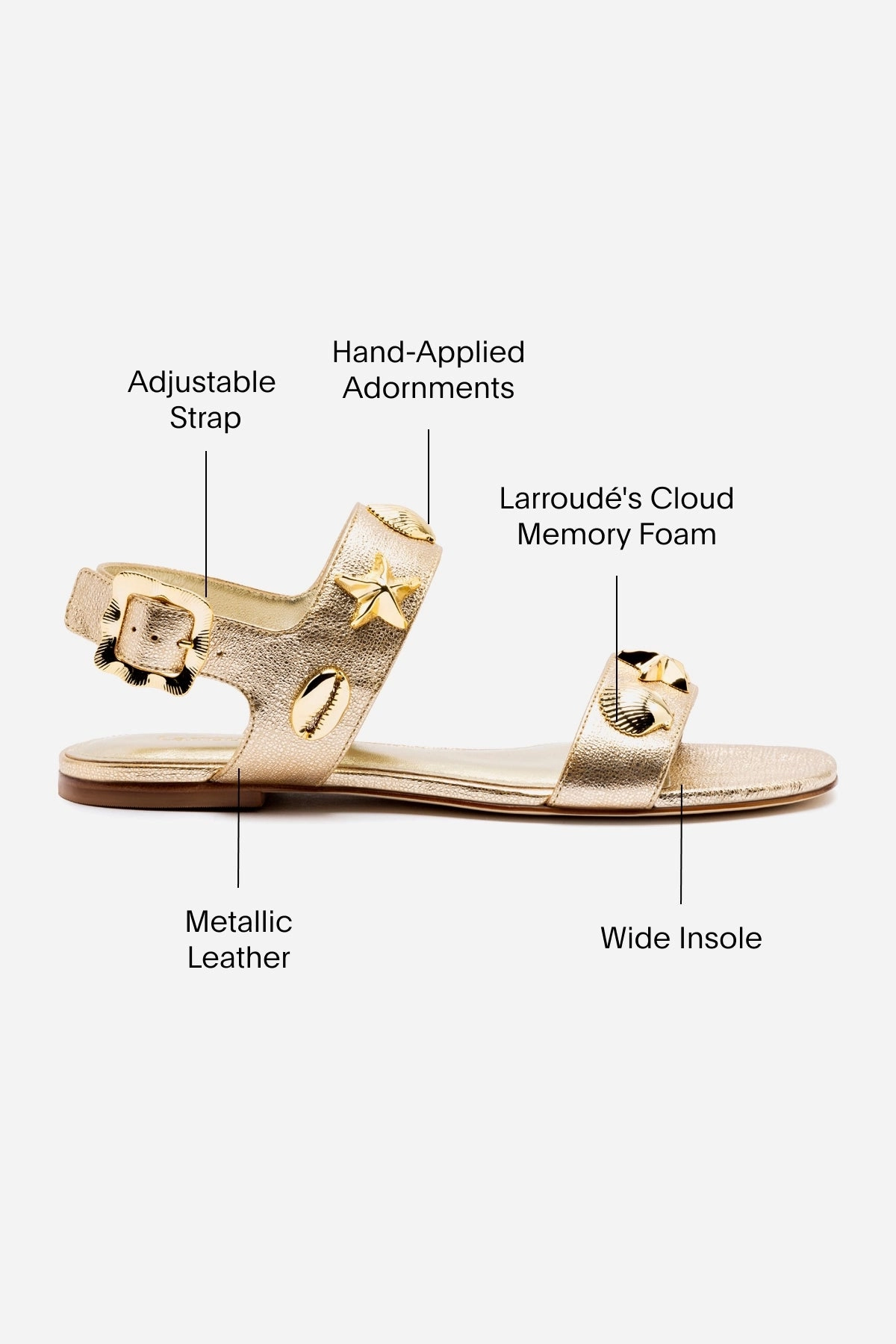 Ergonomic Cold Weather Court Grip Madison Flat In Gold Metallic Leather