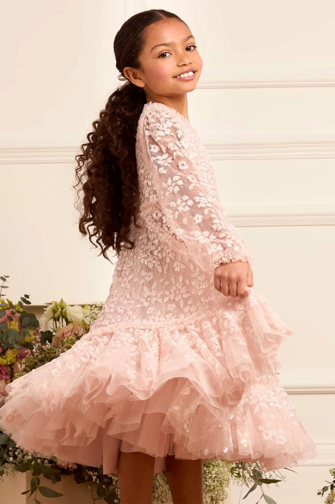 Maeva Long Sleeve Kids Dress Fashion Blouse