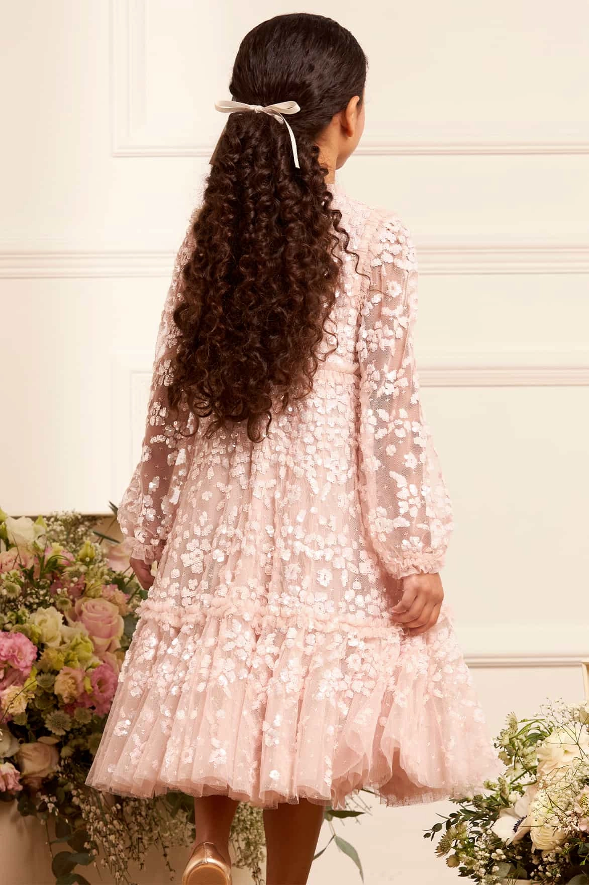 Flexible Ribbed Cuffs Stretchy Top Maeva Long Sleeve Kids Dress