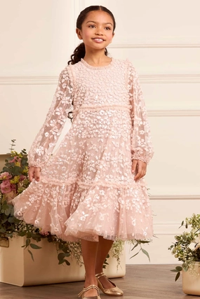 Maeva Long Sleeve Kids Dress Comfy Style Airflow Mesh Panel