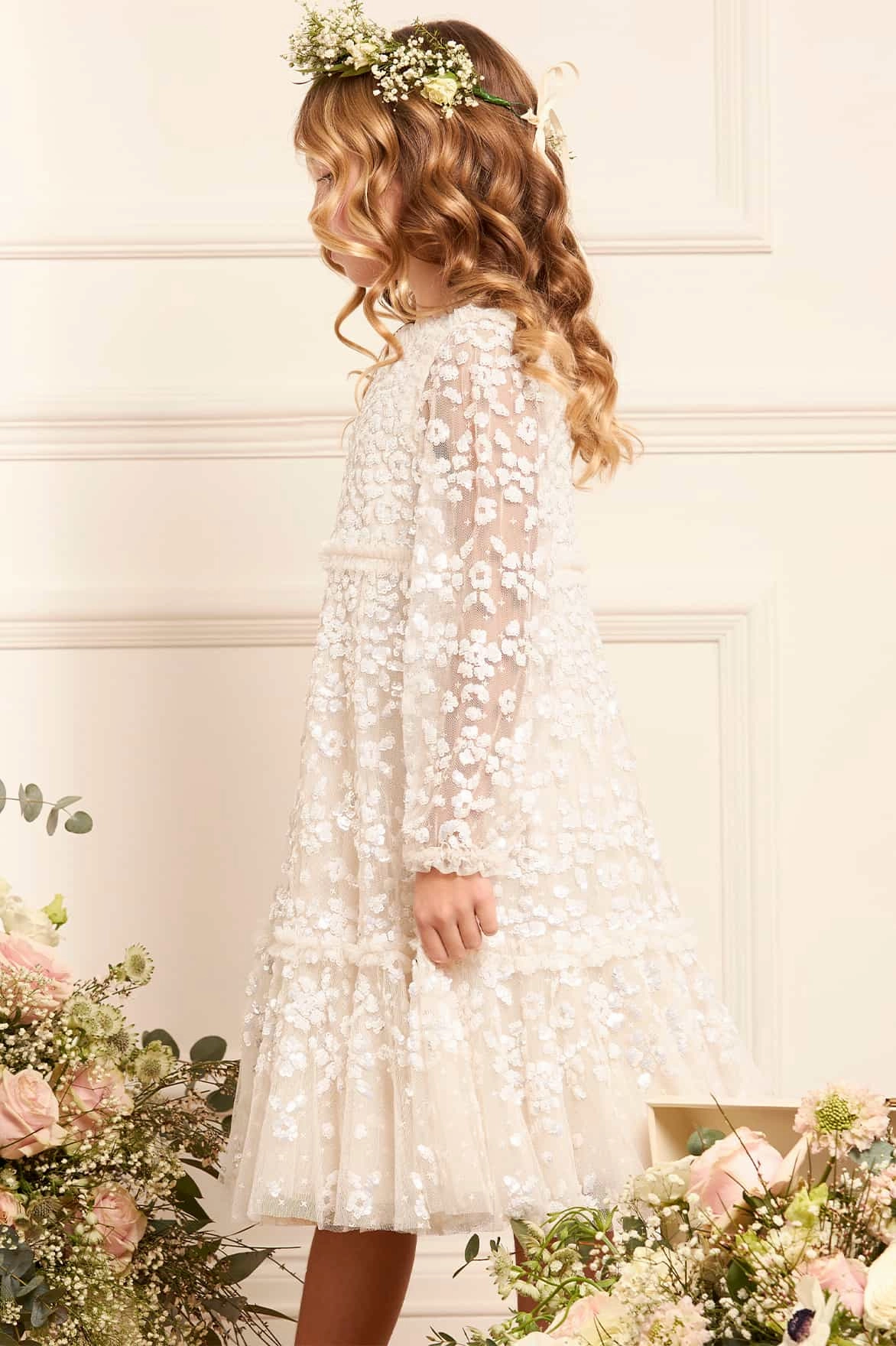 StaticResistant Material Maeva Long Sleeve Kids Dress