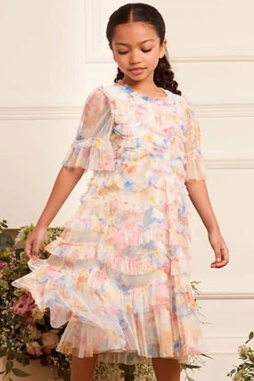 Luxurious Feel Mariannes Floral Scallop Ruffle Kids Dress