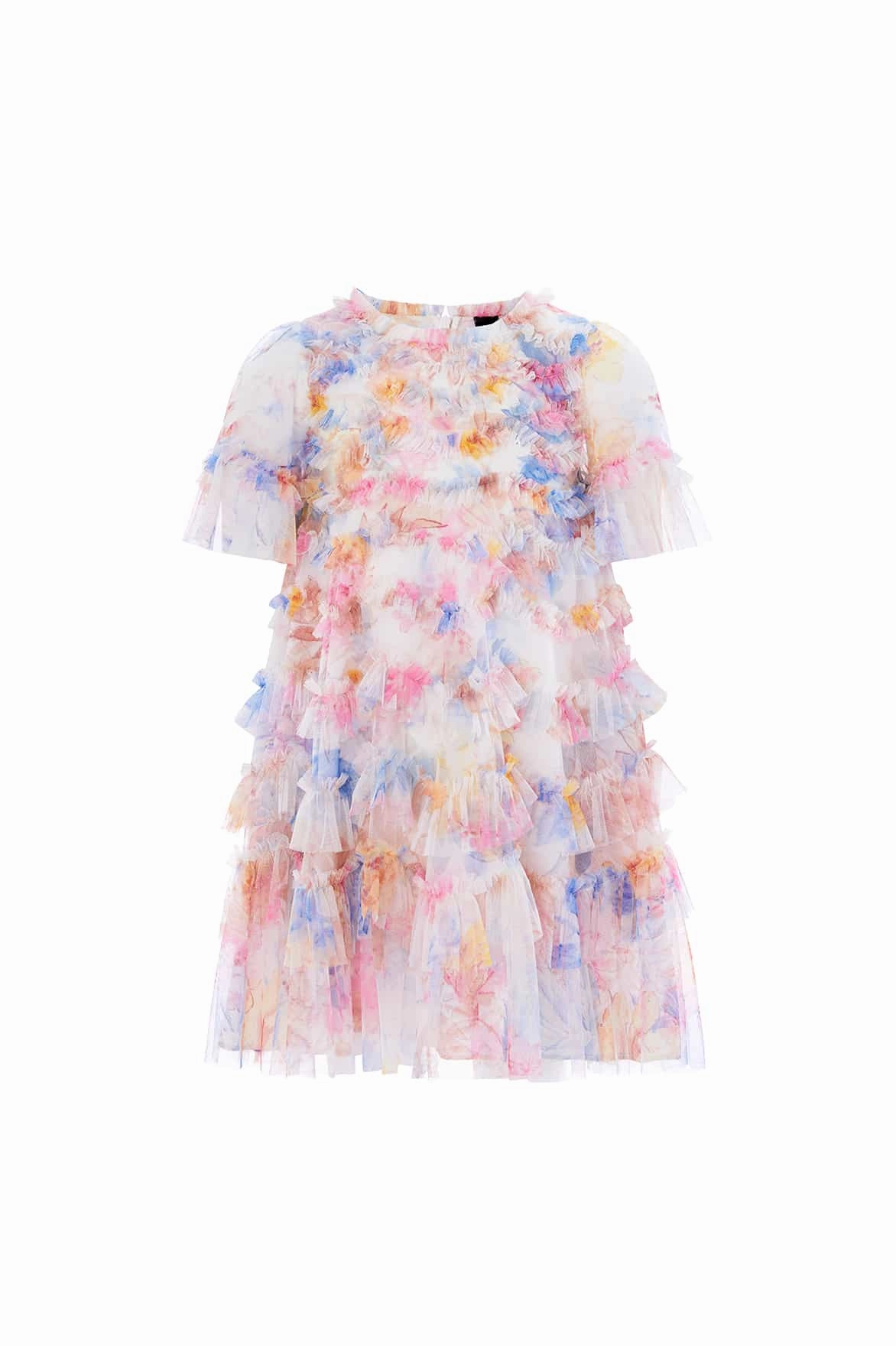 Minimalist Cuff HiddenPocket Mariannes Floral Scallop Ruffle Kids Dress