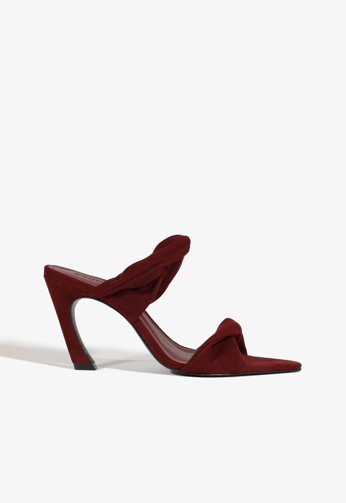 Peep Cut Meline Mule Suede Sandal