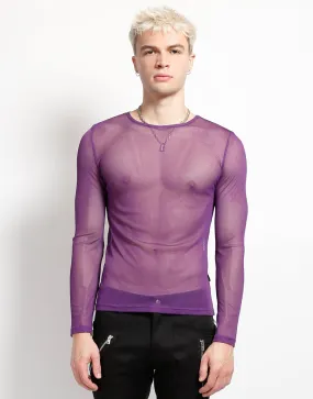MENS LONG SLEEVE FISHNET PURPLE WrinkleResistant Fabric