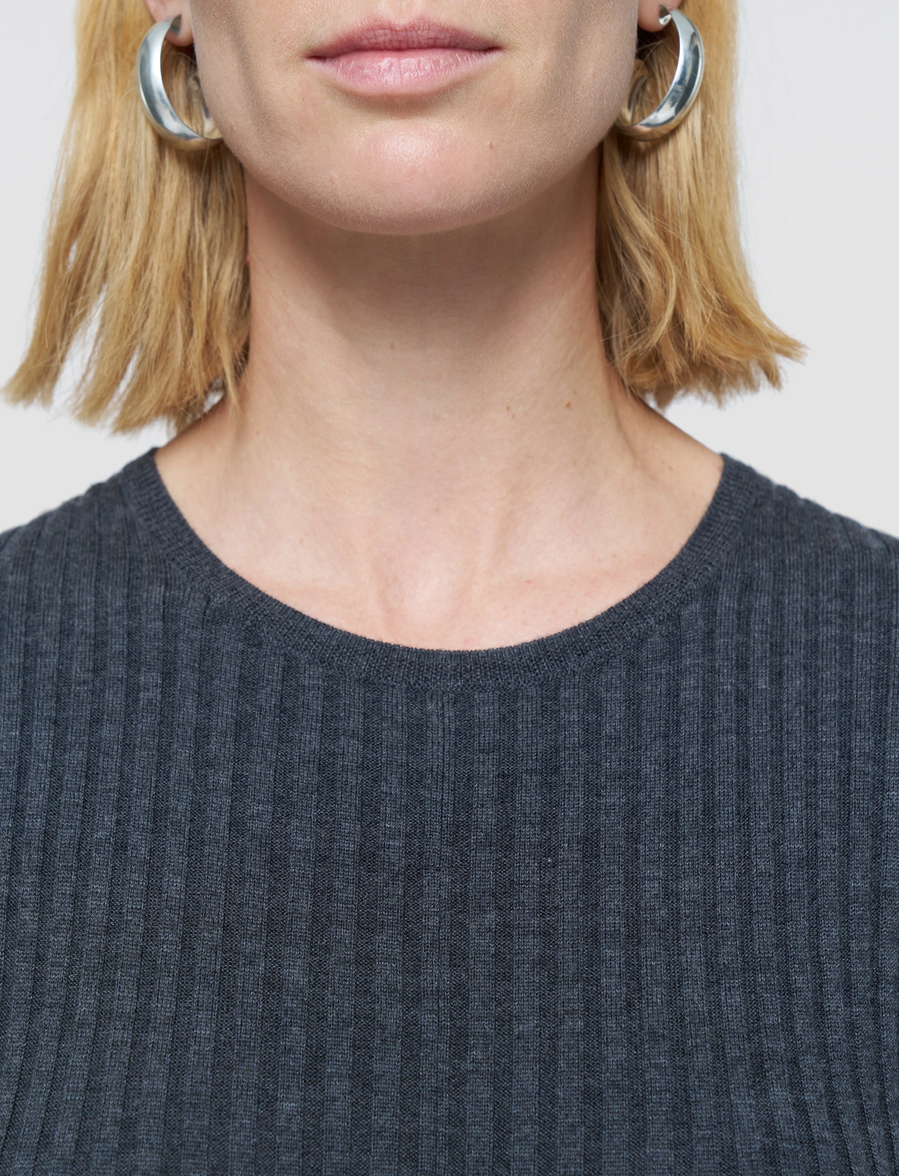 Merino Rib Knit Dress DenseKnit Fabric Classic Style