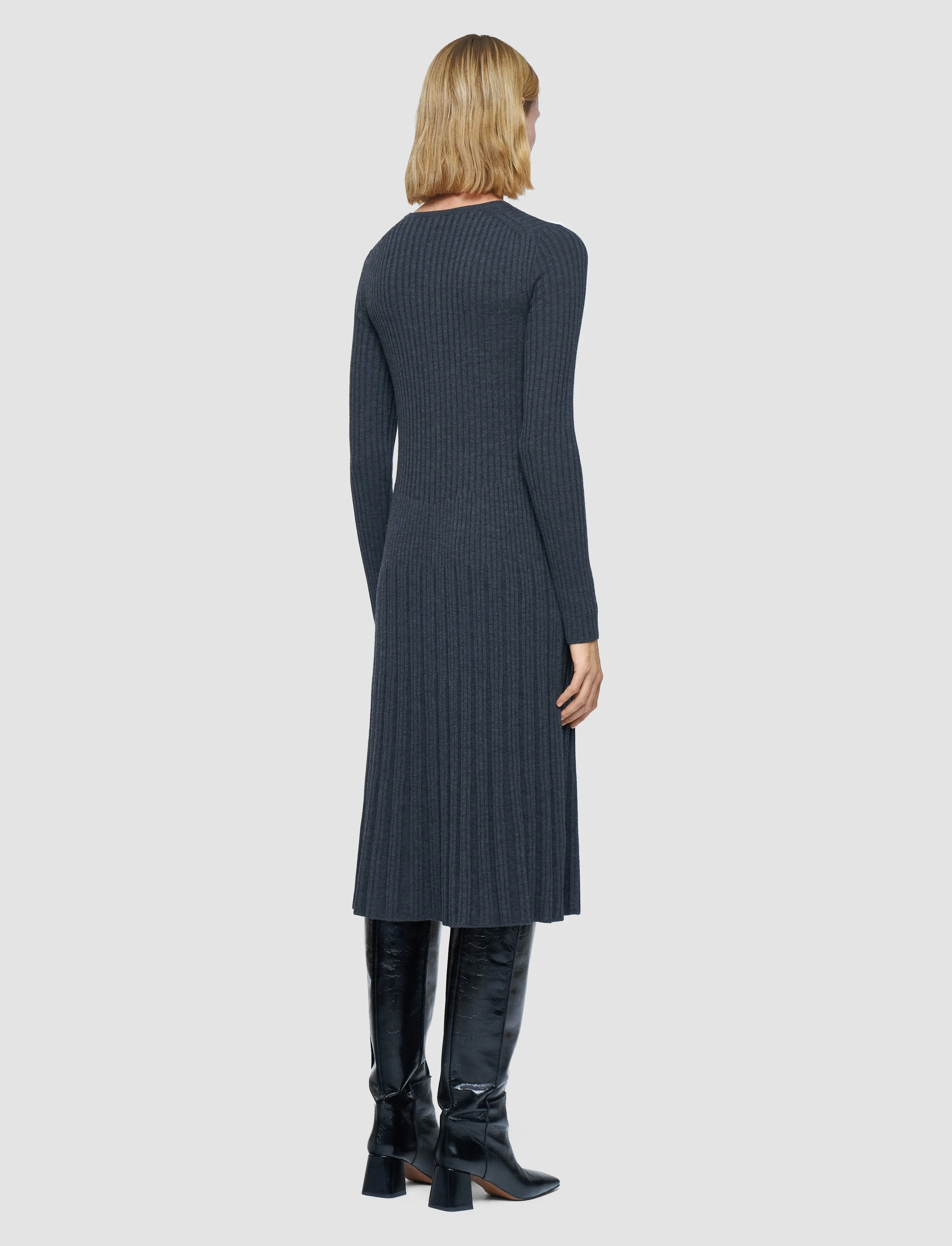 Cold Comforted Airy Feel Merino Rib Knit Dress