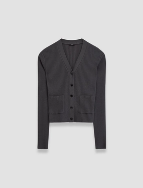 Merino Rib Cardigan Thermal Lined Cuffs Texture Detail