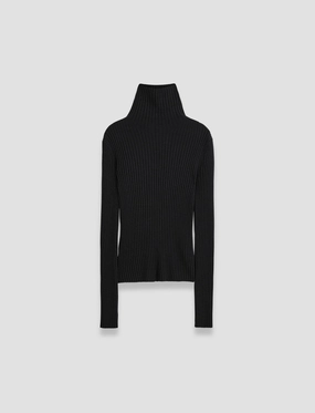 Urban Fashion Merino Silk Rib High Neck Jumper